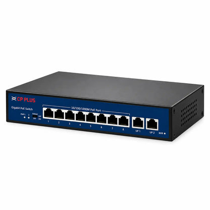 CP PLUS CP-DNW-GPU8G2-96-V3 8 Port Gigabit PoE Switch Right Perspective Angle -tpstech.in
