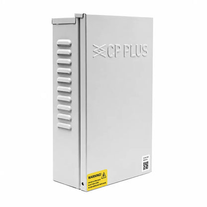Front view of CP PLUS CP-DPS-MD200-12D 20A 12V 240W CCTV metal case power supply with durable enclosure -tpstech.in