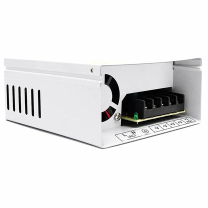 CP PLUS CP-DPS-MD200-12D 20A 12V 240W CCTV metal case power supply showing output terminal connections and cooling fan -tpstech.in