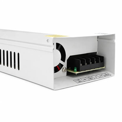 CP PLUS CP-DPS-MD200P-12D 12V 20A CCTV power supply output terminal and cooling fan close-up -tpstech.in