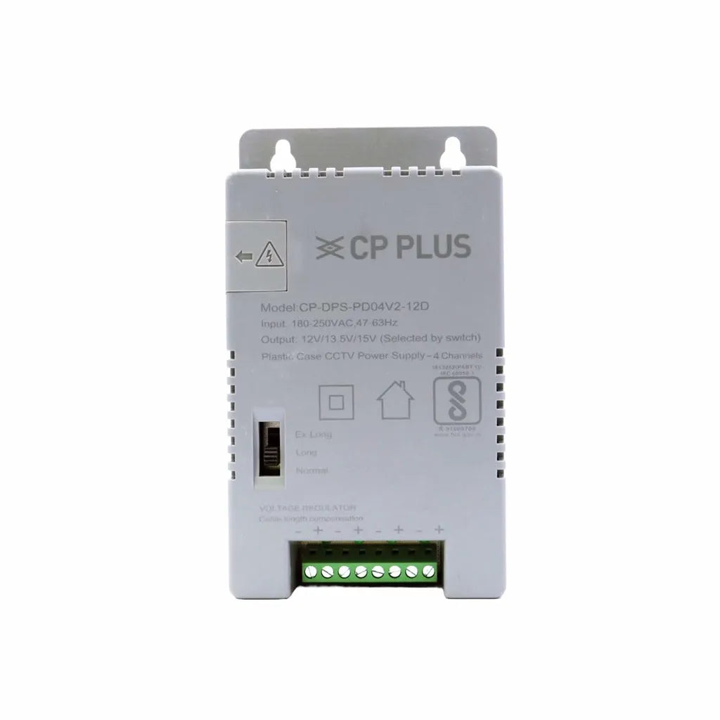 CP PLUS CP-DPS-PD04V2-12D 4 channel CCTV SMPS power supply front product image -tpstech.in