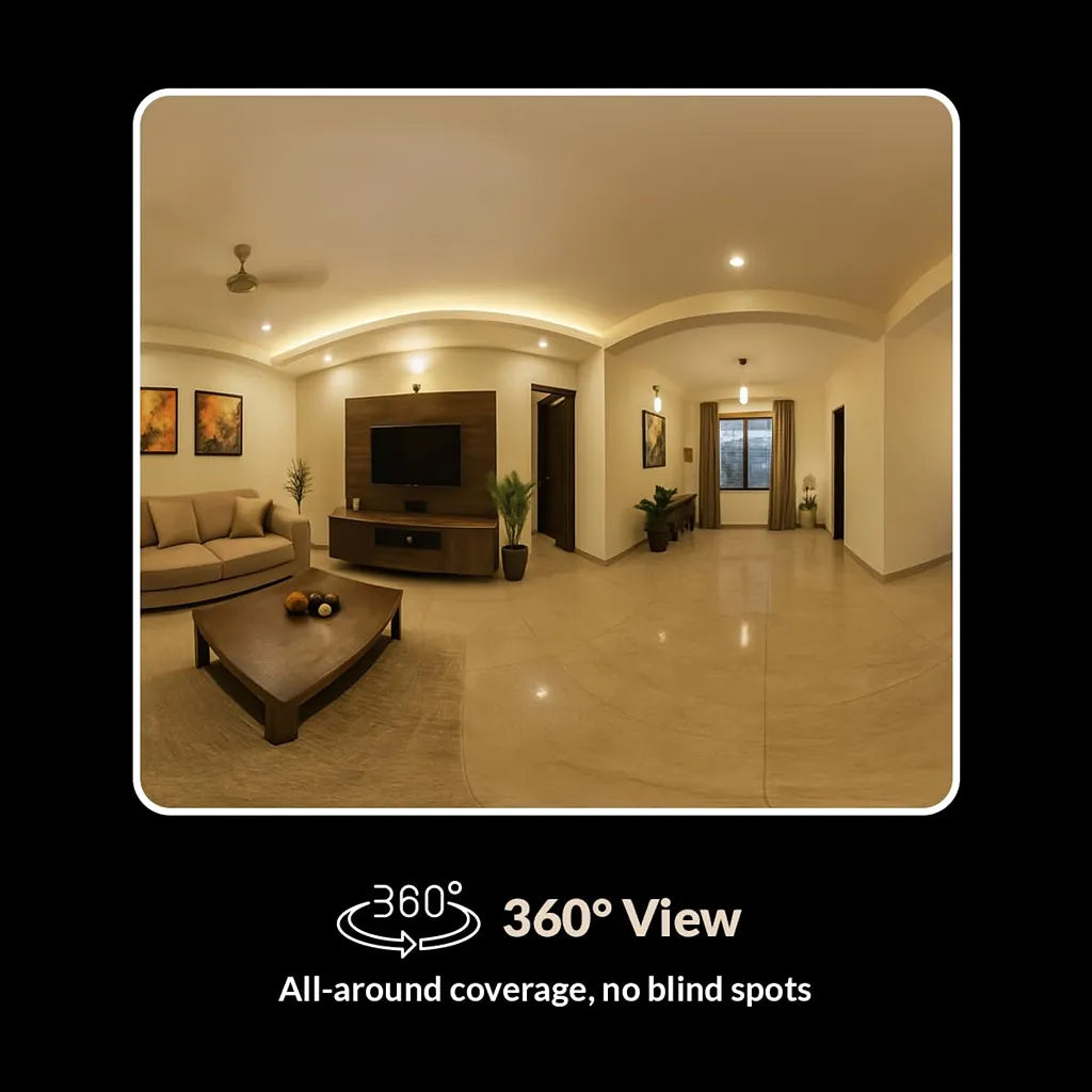 CP PLUS CP-E21Q 2MP Wi-Fi PT Security Camera providing 360° panoramic coverage with minimal blind spots -tpstech.in