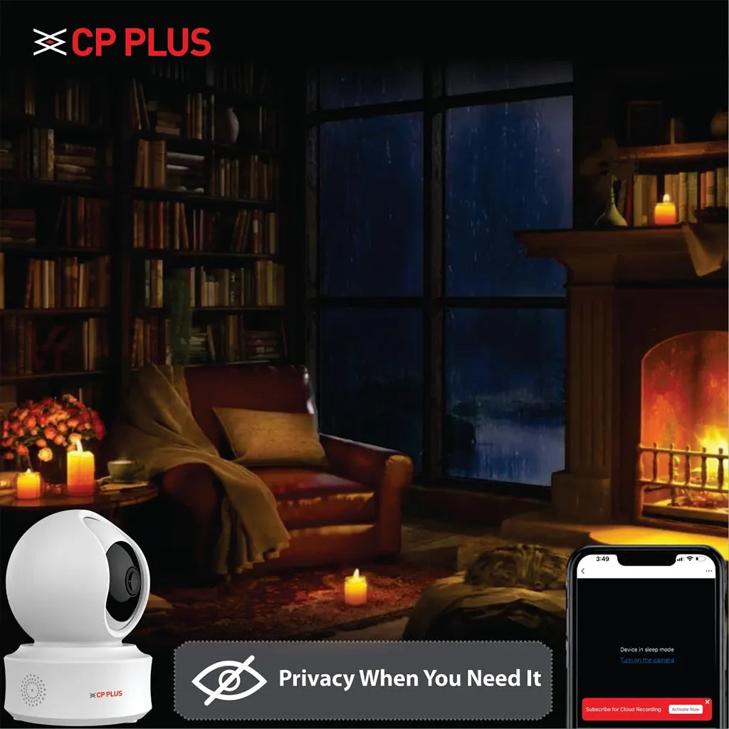 CP PLUS CP-E21Q 2MP Wi-Fi PT Security Camera with privacy mode for enhanced indoor security and personal privacy -tpstech.in