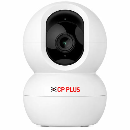 CP PLUS CP-E28Q 2MP WiFi PT indoor security camera angled front view with pan tilt design -tpstech.in