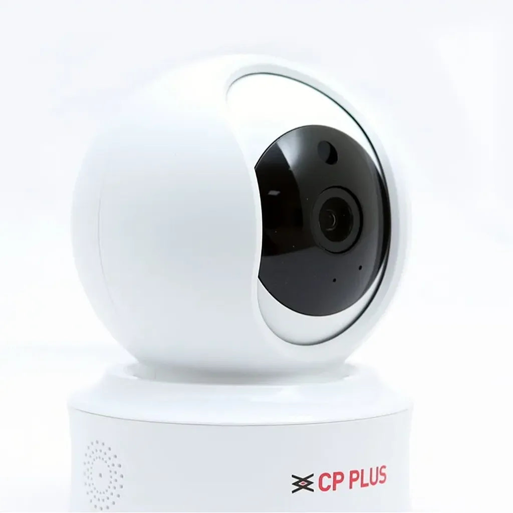 Side angle of CP PLUS CP-E31A 3MP Wi-Fi PT Security Camera showing compact surveillance camera design -tpstech.in