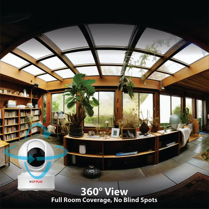 CP PLUS CP-E41Q 4MP Wi-Fi PT Security Camera with 360° room coverage and pan tilt functionality -tpstech.in
