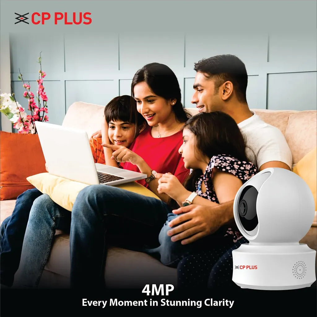 CP PLUS CP-E41Q 4MP Quad HD Wi-Fi PT Security Camera delivering clear indoor surveillance footage -tpstech.in