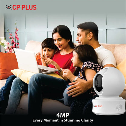 CP PLUS CP-E41Q 4MP Quad HD Wi-Fi PT Security Camera delivering clear indoor surveillance footage -tpstech.in