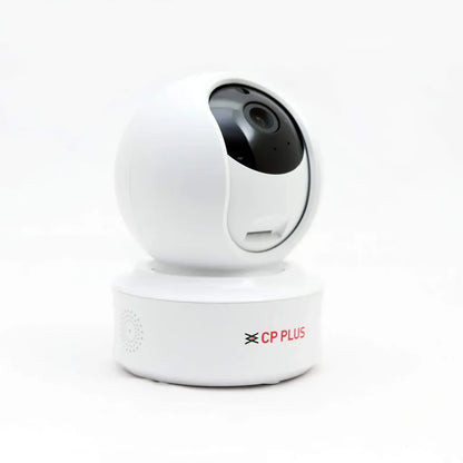 Angled view of CP PLUS CP-E41Q 4MP Wi-Fi PT Security Camera with compact indoor design -tpstech.in