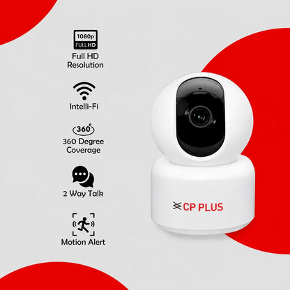 CP PLUS CP-E48A 4MP Wi-Fi PT security camera featuring Full HD resolution, 360° coverage, two-way talk and motion alerts -tpstech.in