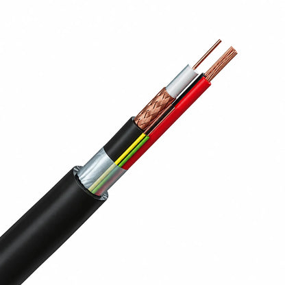 Cross Section View of CP Plus 3+1 CCTV Cable Showing Internal Coaxial and Power Wire Layers -tpstech.in