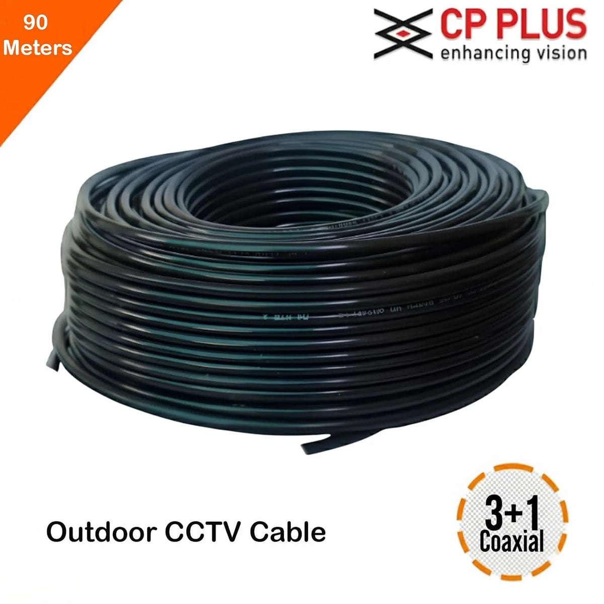 CP Plus 90 Meters 3+1 Coaxial Outdoor CCTV Cable Roll -tpstech.in