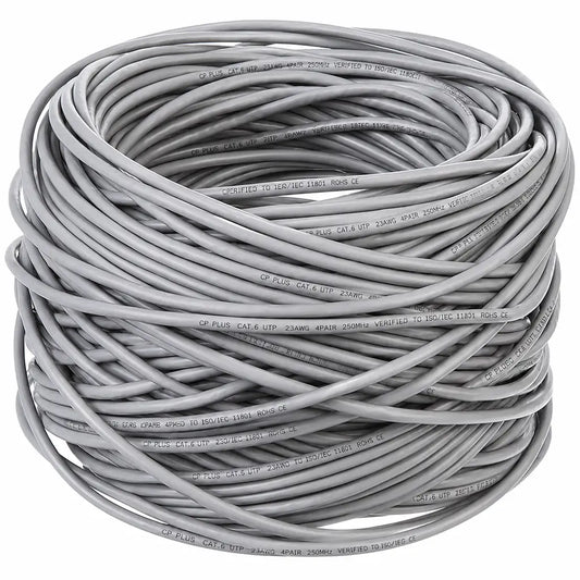 CP PLUS CP-EUT-6TGL23-100 100 meter grey Cat6 UTP LAN cable for structured networking and CCTV installations -tpstech.in