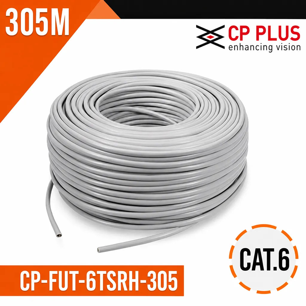 CP PLUS CP-FUT-6TSRH-305 CAT6 4 Pair UTP LAN cable 305 meter roll main product image -tpstech.in