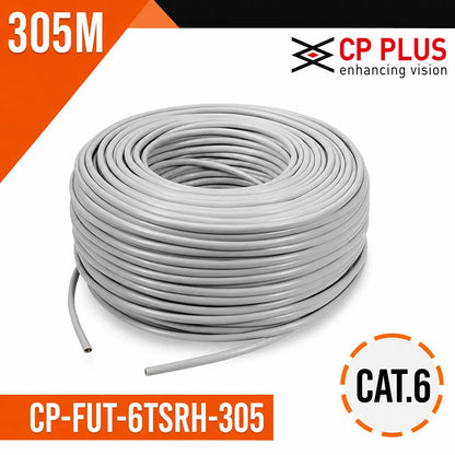 CP PLUS CP-FUT-6TSRH-305 CAT6 4 Pair UTP LAN cable 305 meter roll main product image -tpstech.in