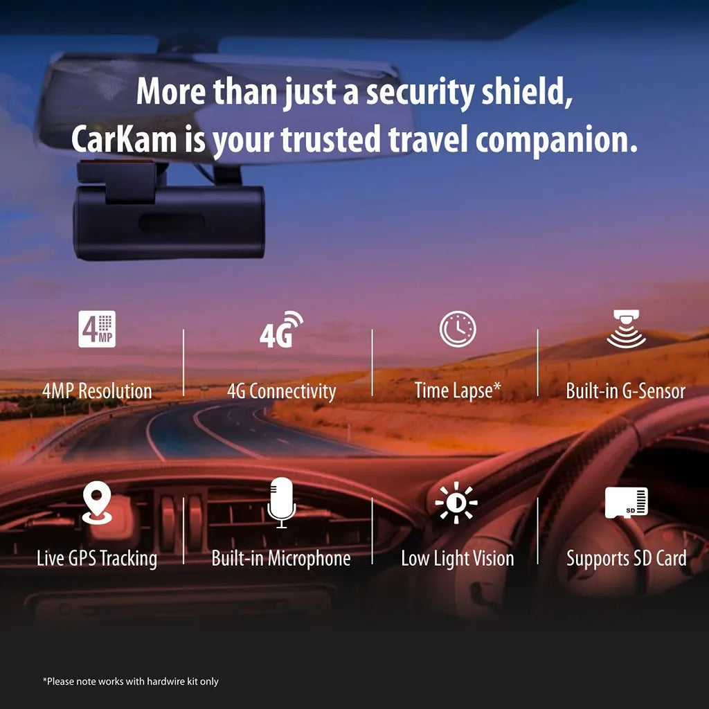 CP PLUS CP-G41 4MP 4G Dashcam with G-Sensor, time lapse recording, GPS tracking and SD card support -tpstech.in