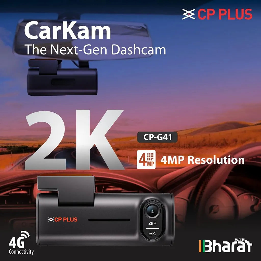 CP PLUS CP-G41 CarKam 4MP 4G Dashcam with 2K recording, 4G connectivity and vehicle security features -tpstech.in