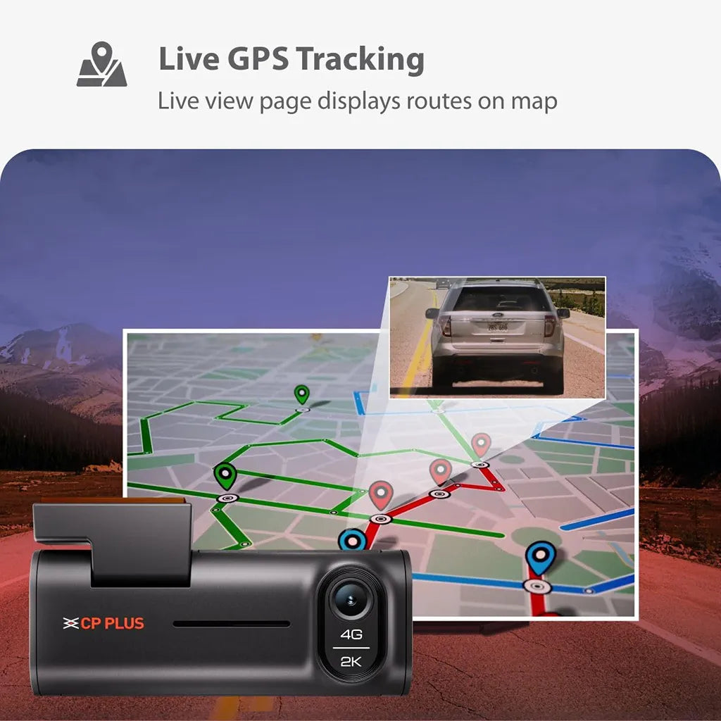 CP PLUS CP-G41 CarKam 4MP 4G Dashcam featuring live GPS tracking and remote vehicle monitoring -tpstech.in