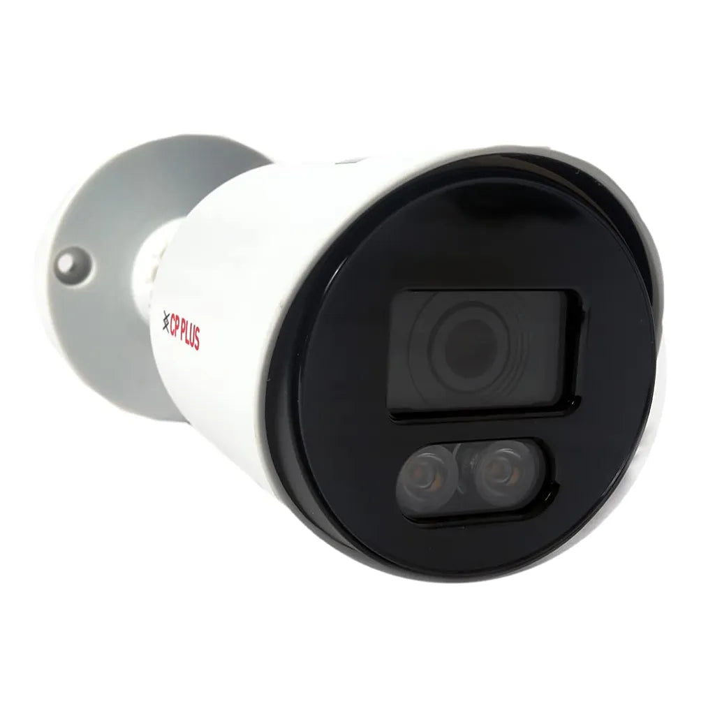 CP PLUS CP-GPC-T24PL2-S 2.4MP Full HD Guard+ Bullet CCTV Camera front left view with full color night vision and 20m illumination range -tpstech.in