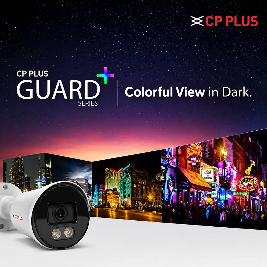CP PLUS CP-GPC-T24PL2-S Guard+ Series Full Color CCTV Camera colorful view in dark with warm LED night vision technology -tpstech.in