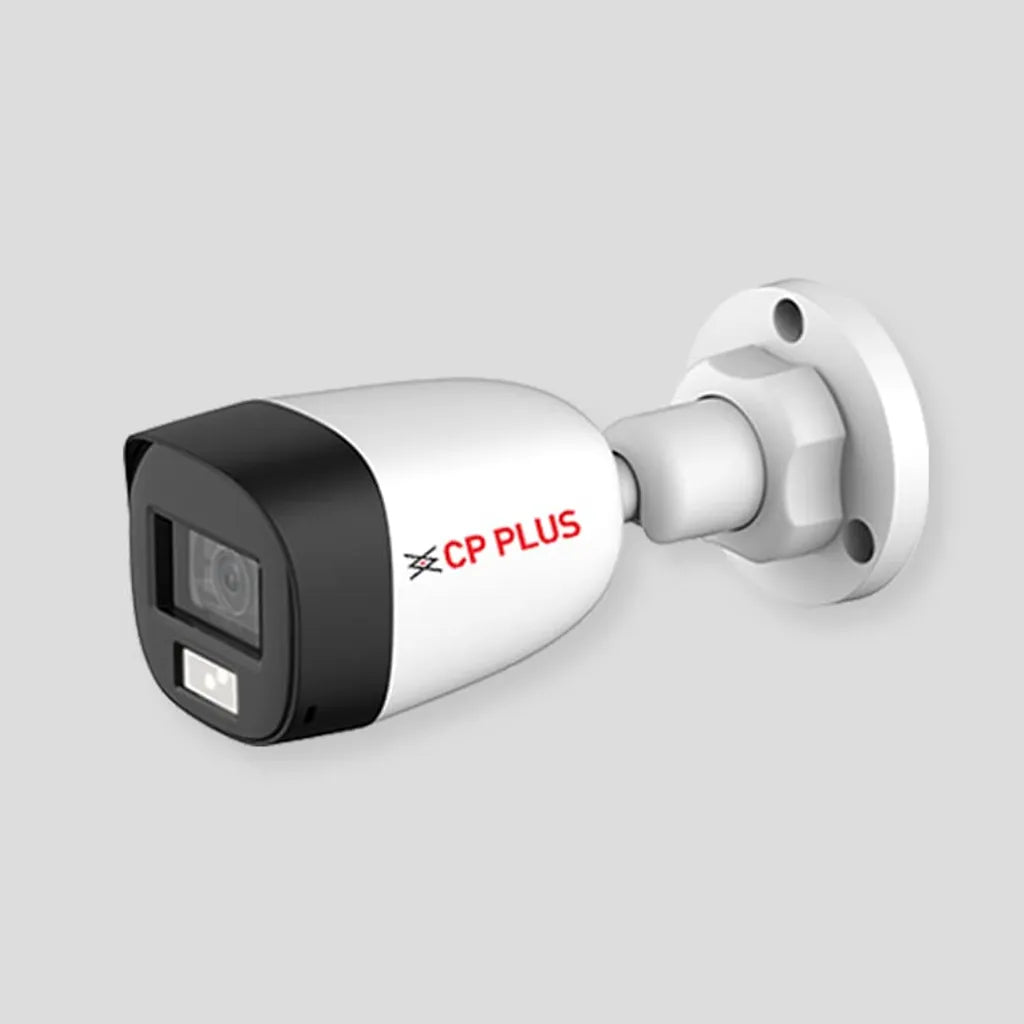Angled view of CP PLUS CP-GPC-TA24PL2C-SE 2.4MP Full Color Guard+ Bullet Camera with IP67 weatherproof design -tpstech.in