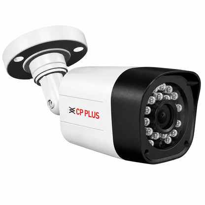 Angled view of CP PLUS CP-GTC-T10L2C 1MP HD IR Bullet CCTV Camera with durable outdoor bullet design - tpstech.in