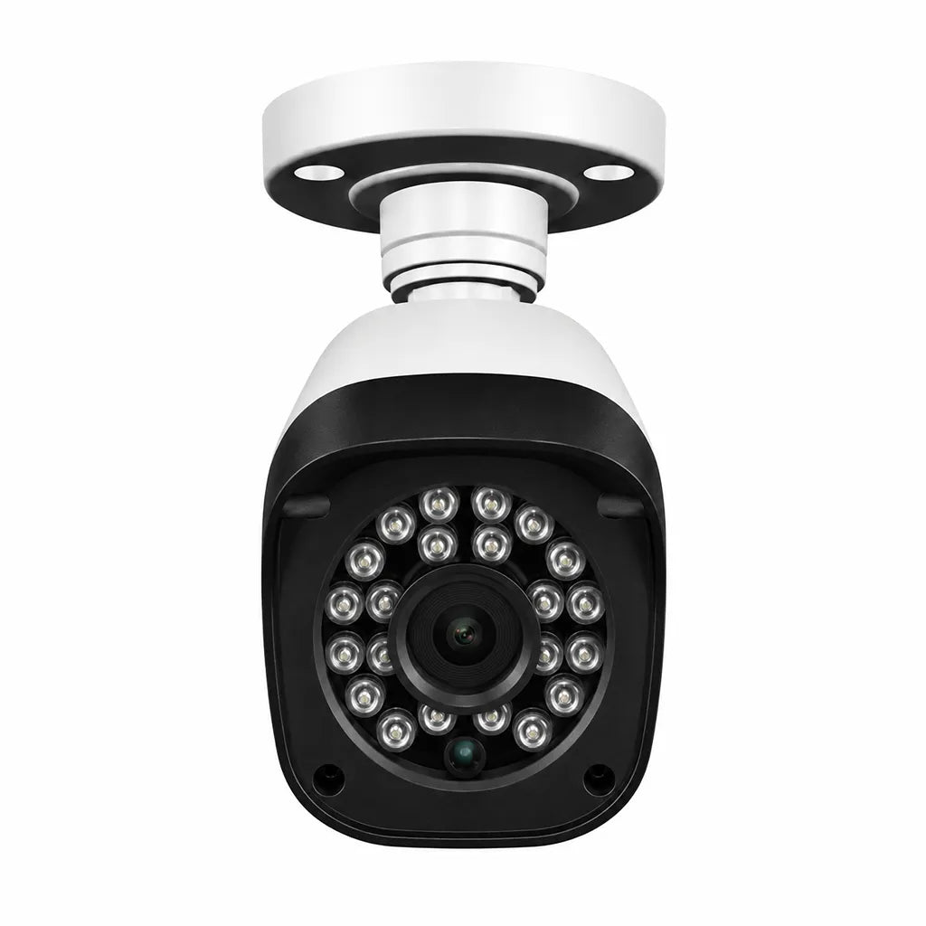 Front view of CP PLUS CP-GTC-T10L2C 1MP HD IR Bullet CCTV Camera showing IR LEDs and fixed 3.6mm lens - tpstech.in