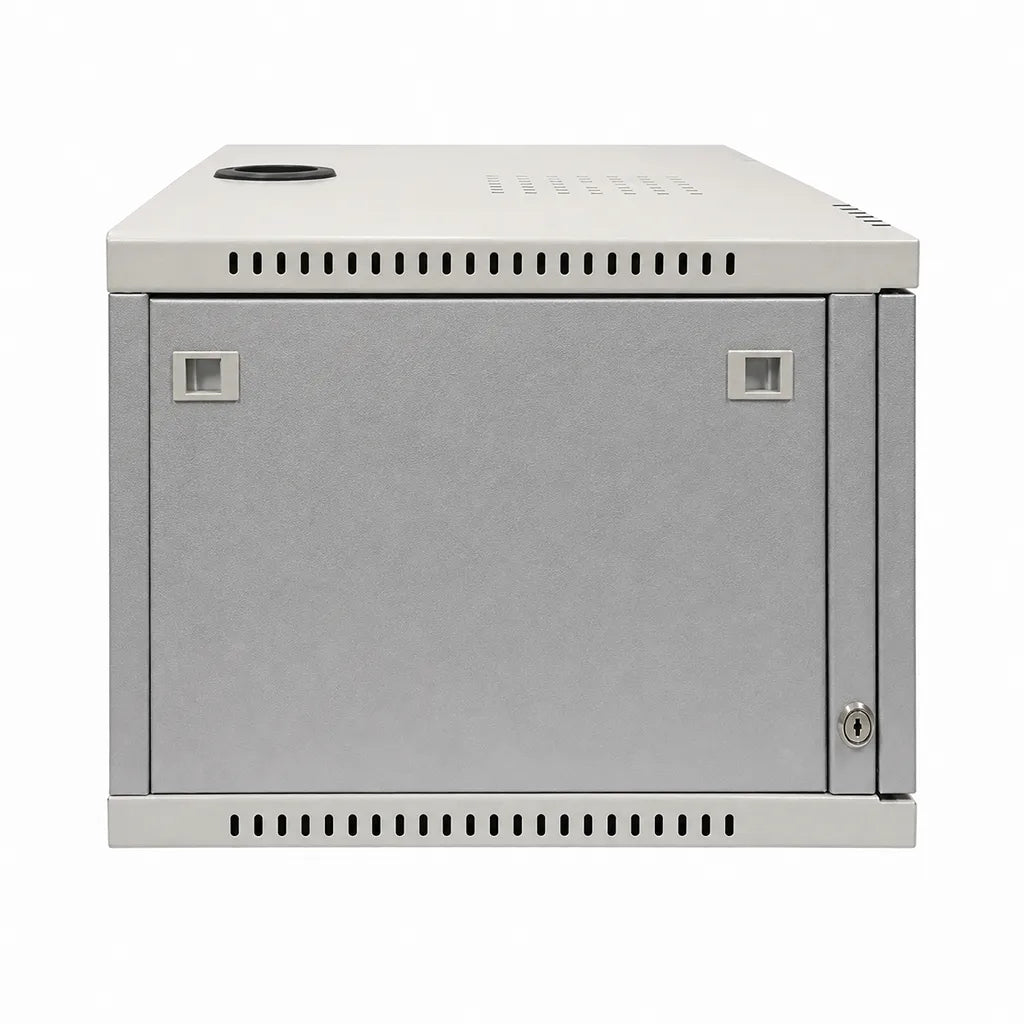 CP PLUS CP-HA-RK4535VM-4U 4U wall mount CCTV network rack left side view with sturdy steel cabinet design -tpstech.in