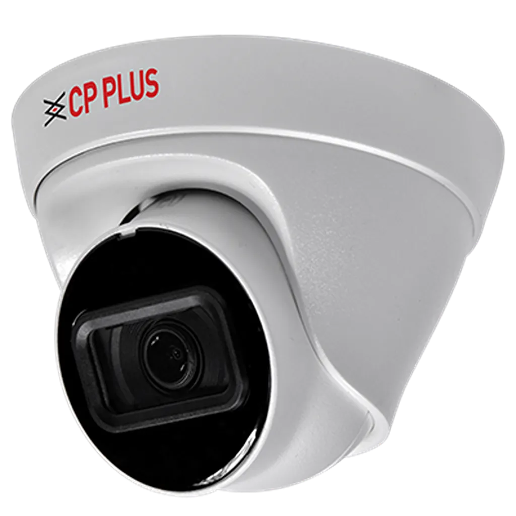 Left angled view showing lens of CP PLUS CP-UNC-DA21L3C-Q 2MP Network IR Dome Camera with Built-in Mic -tpstech.in