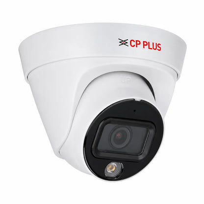 CP PLUS CP-UNC-DA41L2C-GP 4MP Full-Color Network IR Dome Camera left front perspective showing fixed lens and LED illuminator -tpstech.in