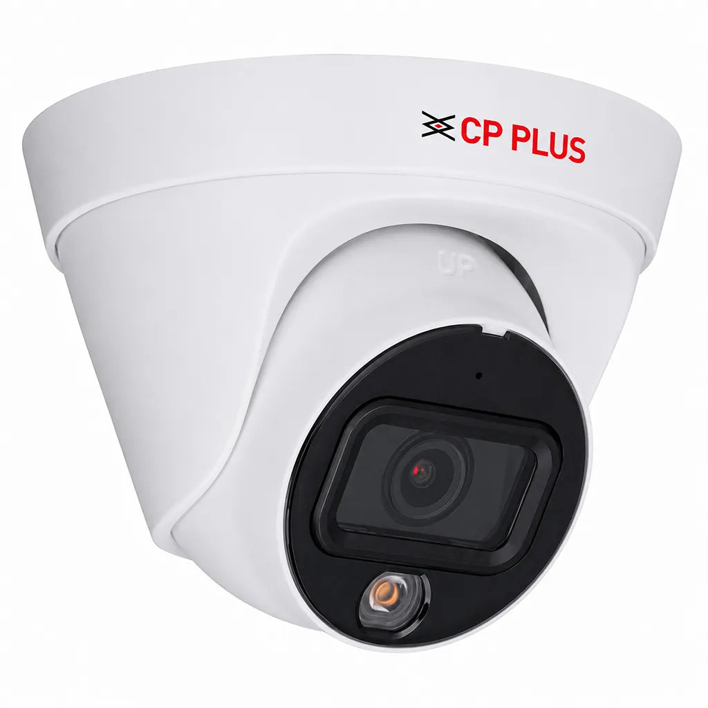 CP PLUS CP-UNC-DA61L3C-LQ 6MP Dual Light IP Dome Camera front right view featuring PoE support, built-in microphone and 30m night vision -tpstech.in