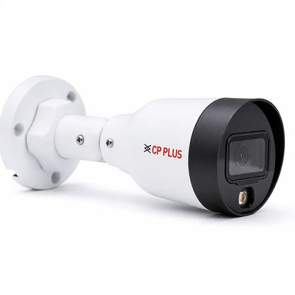 CP PLUS CP-UNC-TA21L2-GP-V2 2MP Full Color PoE Network Bullet Camera front left angle view with Full HD surveillance -tpstech.in