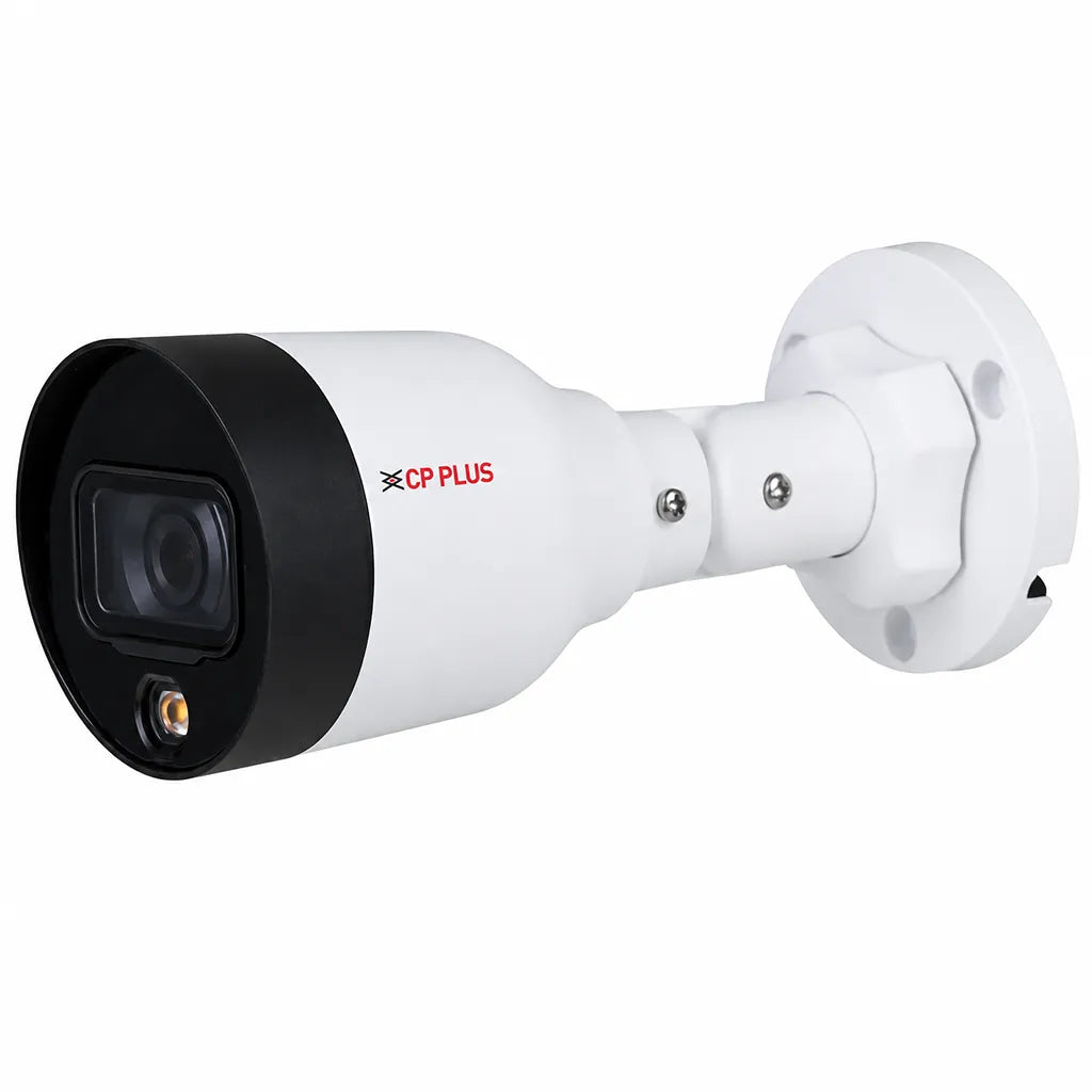 CP PLUS CP-UNC-TA21L2-GP-V2 2MP Full Color PoE Network Bullet Camera front right angle view for indoor and outdoor security -tpstech.in