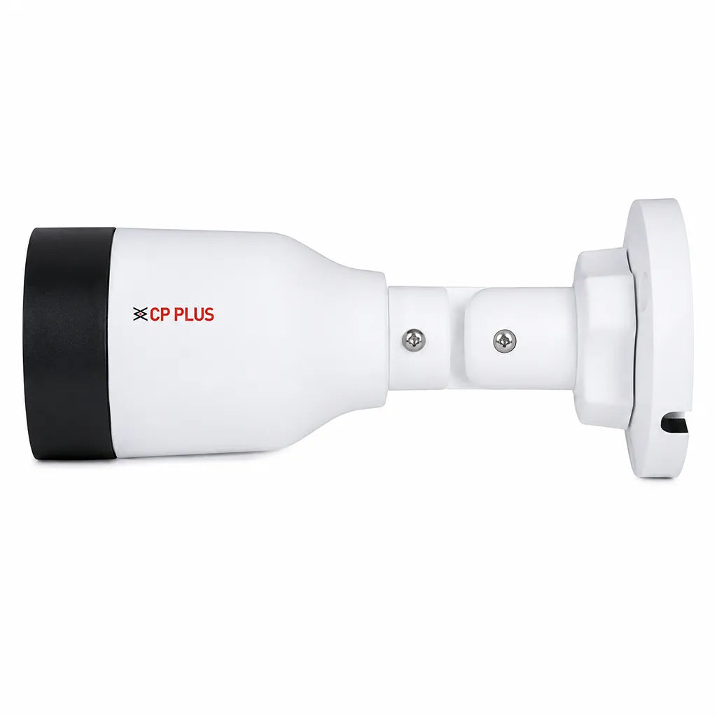 CP PLUS CP-UNC-TA21L2-GP-V2 2MP Full Color PoE Network Bullet Camera left side profile with adjustable mounting bracket -tpstech.in