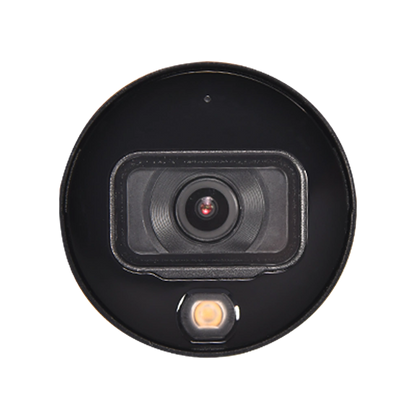 Front lens view of CP PLUS CP-UNC-TA21L3C-LQ 2MP Dual Light PoE IP Bullet Camera with built-in microphone and warm light LED -tpstech.in