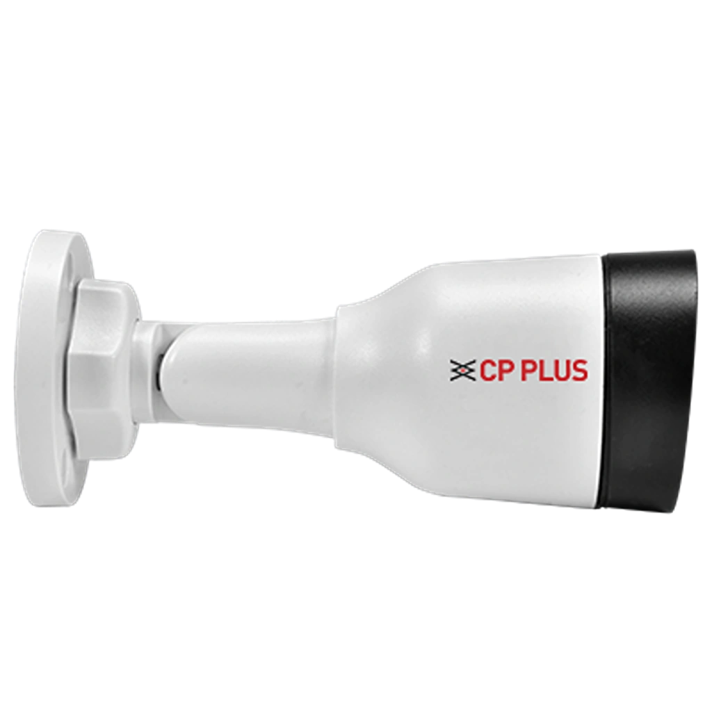 Right side profile of CP PLUS CP-UNC-TA21L3C-LQ 2MP Dual Light PoE IP Bullet Camera with durable outdoor design -tpstech.in