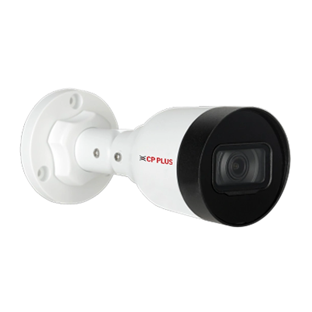 CP PLUS CP-UNC-TA21L3C-Q 2MP IP Bullet Camera front angled view with 3.6mm fixed lens and 30m IR night vision -tpstech.in
