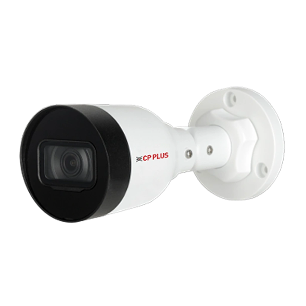 CP PLUS CP-UNC-TA21L3C-Q 2MP IP Bullet Camera perspective view with Full HD surveillance, PoE connectivity and IP67 protection -tpstech.in