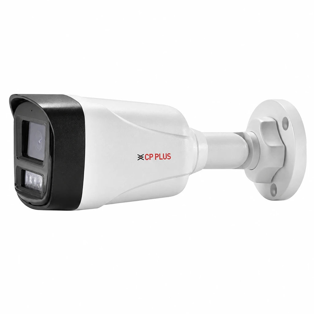 Rear angled view of CP PLUS CP-UNC-TA21L6C-Q 2MP IP Bullet Camera with weatherproof housing -tpstech.in