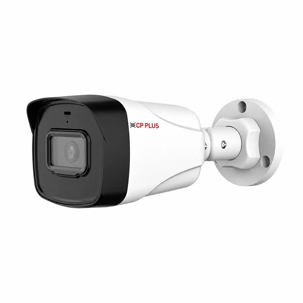 CP PLUS CP-UNC-TA21PL3C-Y 2MP Full HD IR Network Bullet Camera front right angle view with built-in microphone and IP67 protection -tpstech.in