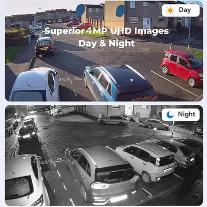 Day and night image quality sample of CP PLUS CP-UNC-TA41L3C-D-LQ 4MP IP Bullet Camera showing clear surveillance footage -tpstech.in