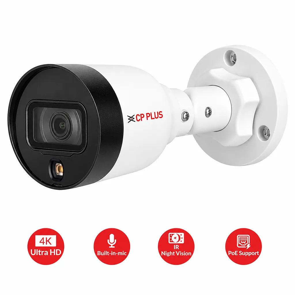 CP PLUS CP-UNC-TA41L3C-D-LQ 4MP IP Bullet Camera with PoE support, built-in microphone and IR night vision -tpstech.in