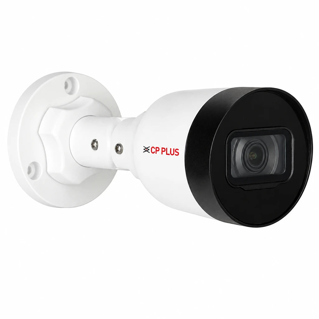 CP PLUS CP-UNC-TA41L3C-D-Q 4MP IP network bullet camera front right angle view with fixed 3.6mm lens and IP67 weatherproof design -tpstech.in