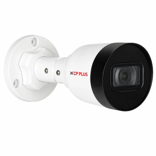 CP PLUS CP-UNC-TA41L3C-D-Q 4MP IP network bullet camera front right angle view with fixed 3.6mm lens and IP67 weatherproof design -tpstech.in