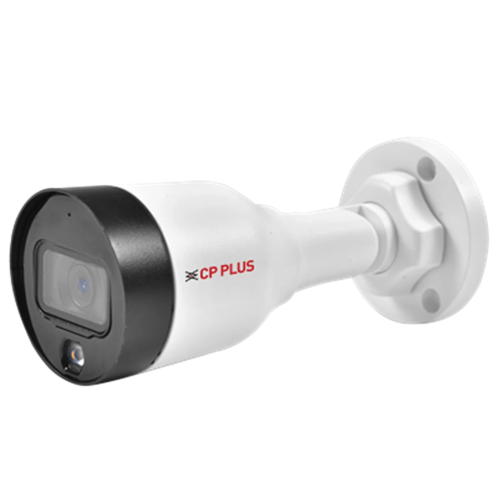 CP PLUS CP-UNC-TA41L3C-LQ 4MP Dual Light IP Bullet Camera left angle view with fixed lens and built-in microphone -tpstech.in
