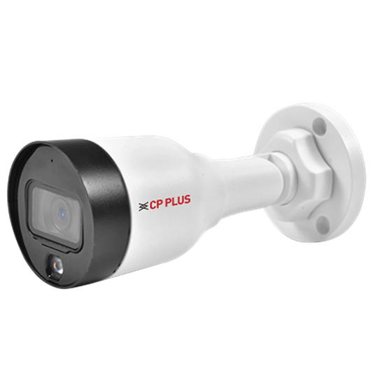 CP PLUS CP-UNC-TA41L3C-LQ 4MP Dual Light IP Bullet Camera left angle view with fixed lens and built-in microphone -tpstech.in