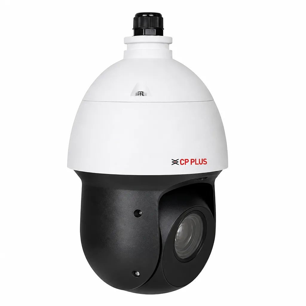 CP PLUS CP-UNP-D2521L10-DAQ 2MP 25X Network PTZ Camera front right angle with optical zoom lens -tpstech.in