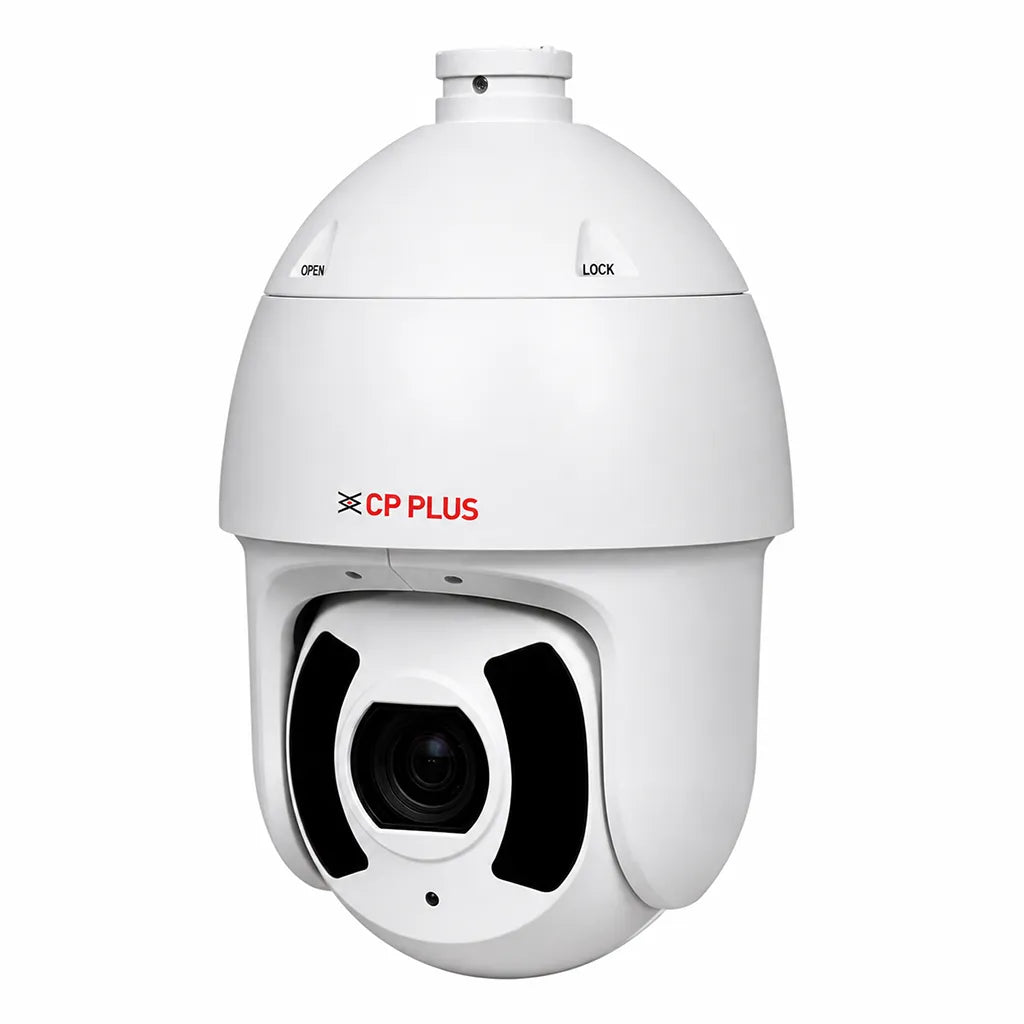 CP PLUS CP-UNP-F4541L30-DPQ 4MP Network PTZ Camera front right angle view for outdoor surveillance-tpstech.in