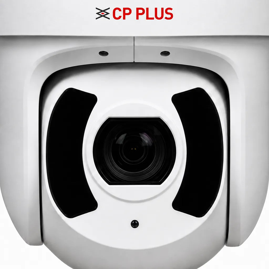 Close-up of CP PLUS CP-UNP-F4541L30-DPQ 4MP Network PTZ Camera lens with 45x optical zoom-tpstech.in