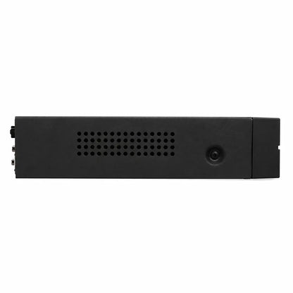 CP PLUS CP-UNR-104F1 Network Video Recorder left side view showing ventilation slots and durable metal housing -tpstech.in
